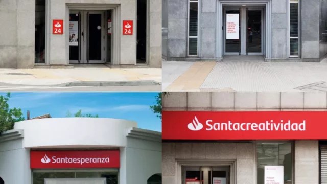 Santander ahora es Santacreatividad, Santapaciencia, Santaesperanza (cambio de marquesina en dos sucursales de Tucumán)